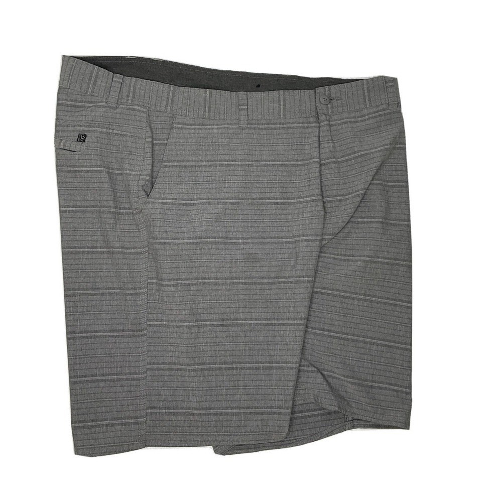 Burnside Shorts Men Sz 40 Flat Front Stretch 9'' Gray Striped Pockets